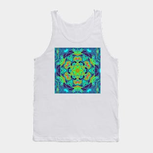 Psychedelic Mandala Flower Green Blue and Red Tank Top